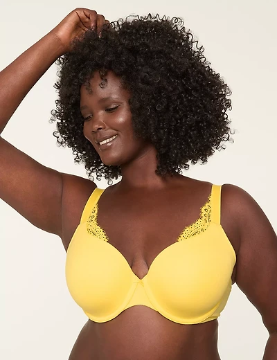 Cotton Lightly Lined T-Shirt Bra With Lace