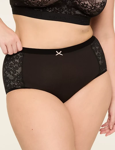 Cotton Full Brief Panty With Lace Trim