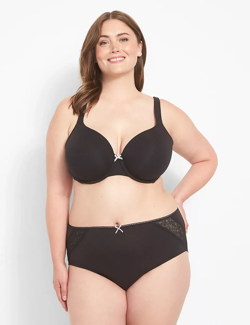 Cotton High-Leg Brief Panty With Lace Back