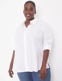 Relaxed Button-Front Boyfriend Shirt
