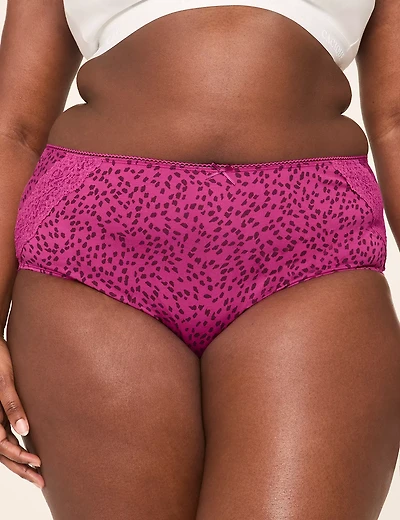 Cotton High-Leg Brief Panty With Lace Back