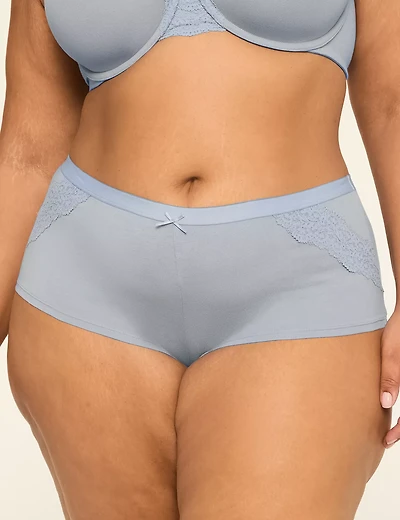 Cotton Boyshort Panty With Lace Trim