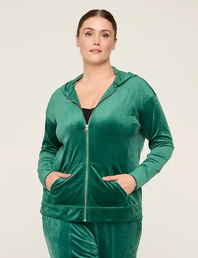 LIVI Velour Zip-Front Hoodie