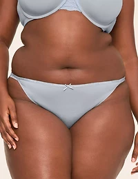 Cotton Stretch Lace-Back String Bikini Panty