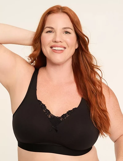 Cotton Lightly Lined No-Wire Bra With Lace