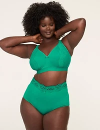 Cotton Lightly Lined No-Wire Bra With Lace