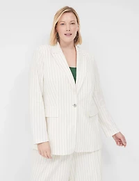 Linen Pinstripe One-Button Blazer
