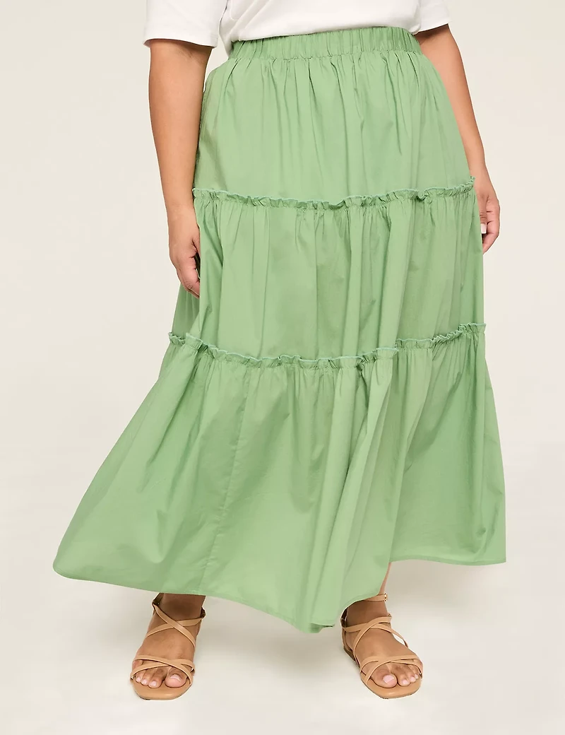 Poplin Tiered Maxi Skirt