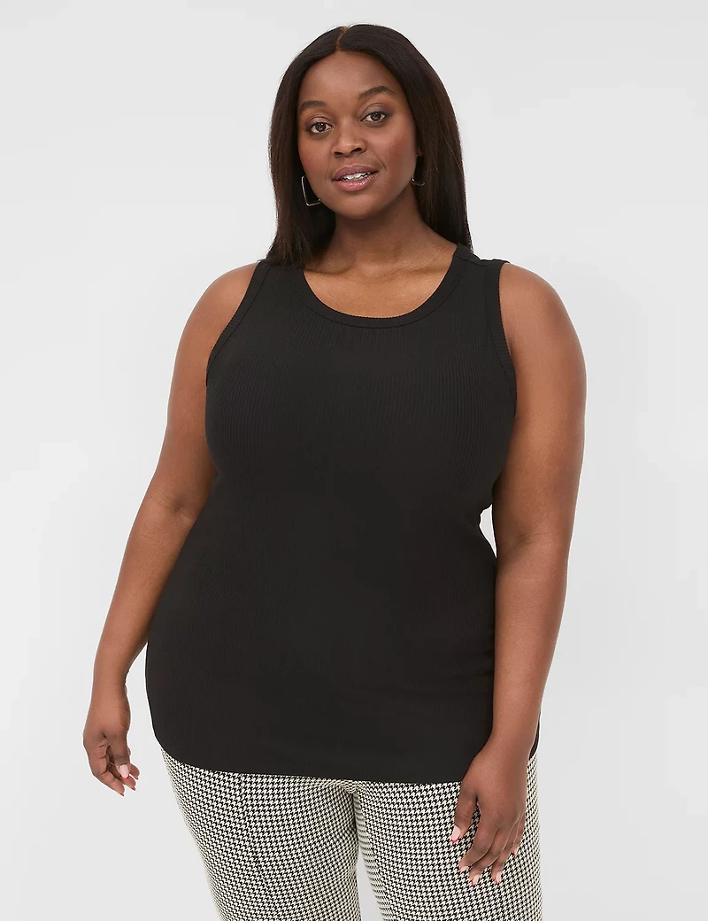 High-Neck Rib Tank