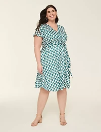 Lena Flutter-Sleeve Knit Dress