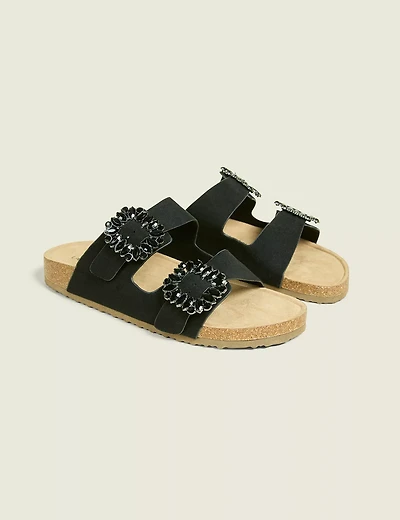 Dream Cloud Faux-Suede Embellished Slip-On Sandal