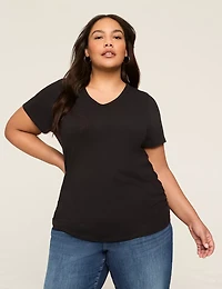 Short-Sleeve V-Neck Side-Ruched Tee