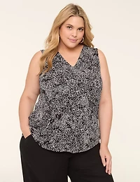 Swing Sleeveless Pleat-Front Top