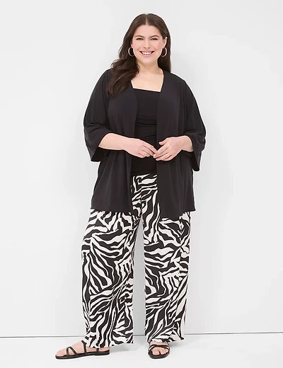Pull-On Satin Wide Leg Pant