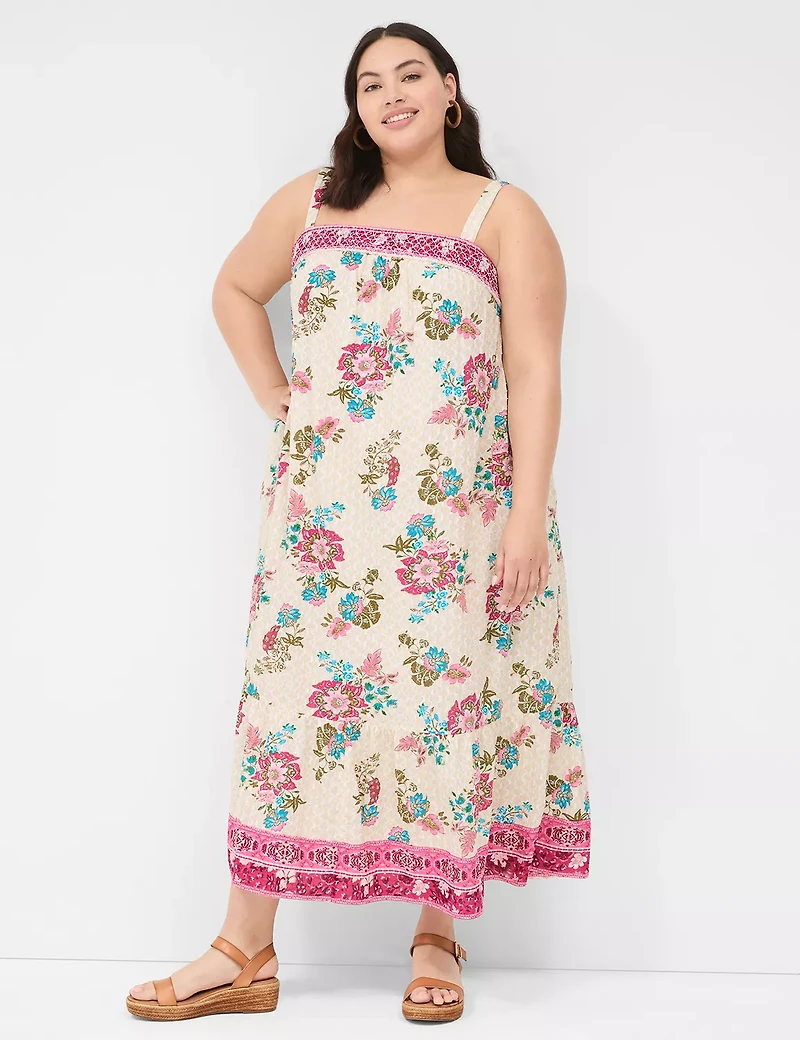 Smocked Square-Neck Maxi Dress