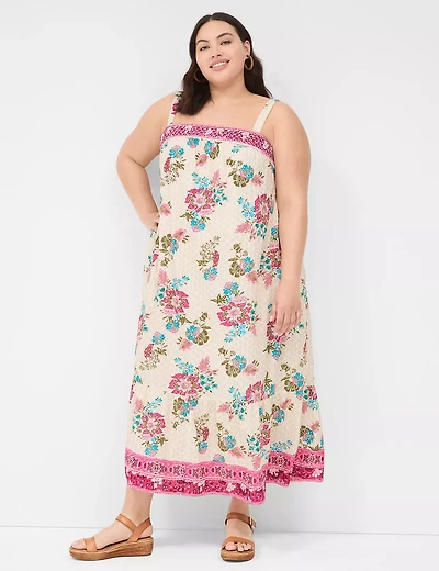 Smocked Square-Neck Maxi Dress