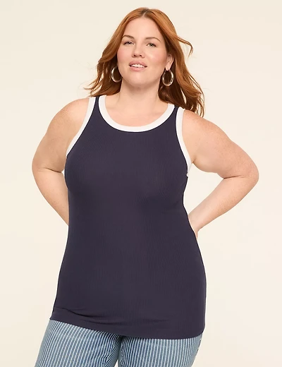High-Neck Rib Tank
