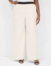 Exposed Elastic-Waist Wide Leg Pant