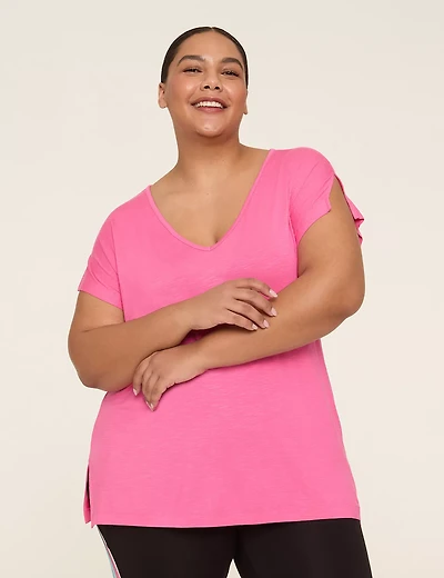 V-Neck Cold-Shoulder Top