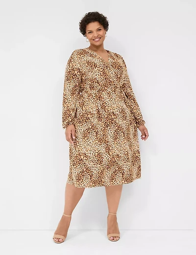 Faux-Wrap Jersey Dress