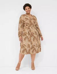 Faux-Wrap Jersey Dress