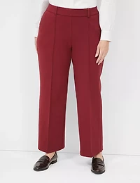 Pull-On Textured Ponte Straight Leg Pant