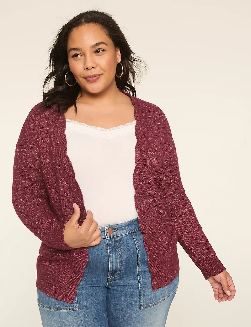Open-Front Stitch Cardigan