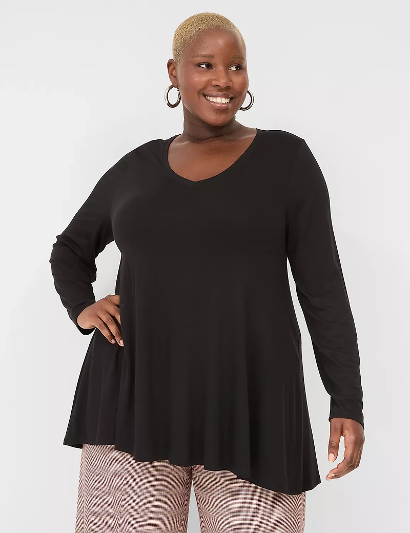 Swing Long-Sleeve V-Neck Tee