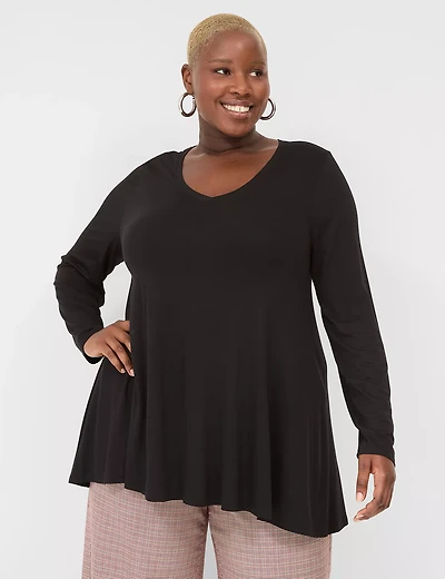 Swing Long-Sleeve V-Neck Tee