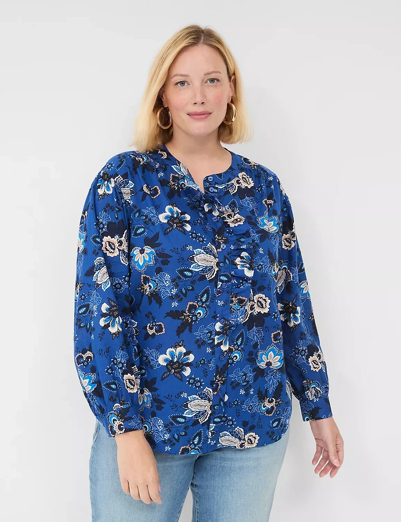 Ruffled Button-Down Blouse