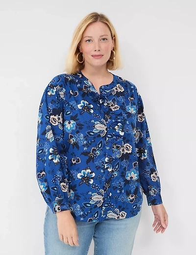 Ruffled Button-Down Blouse