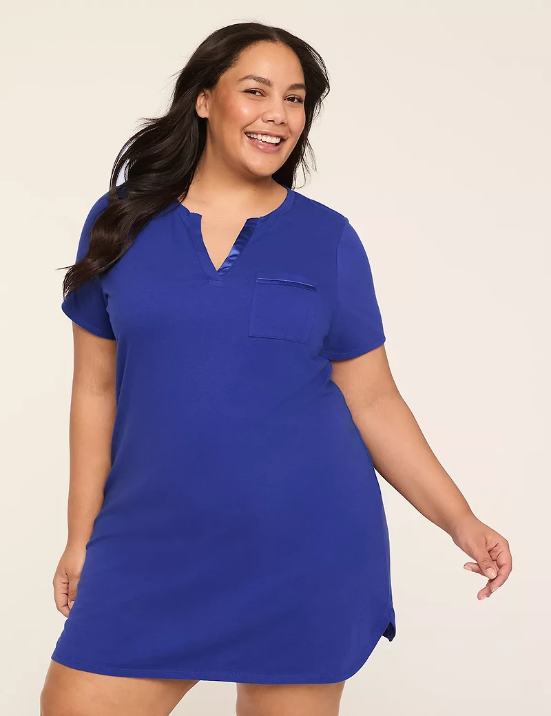 Comfy Cotton Satin-Trim Sleepshirt