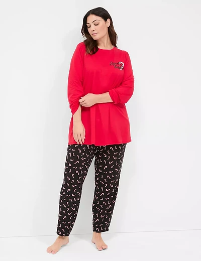 Comfy Cotton Tunic & Straight Leg Pant PJ Set