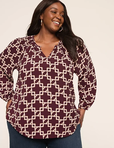 Smocked-Shoulder Blouse