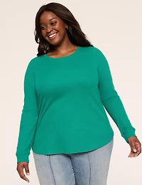 Waffle Knit Curved-Hem Tee