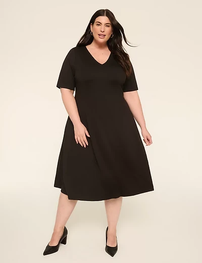 Ponte Perfect Sleeve A-Line Dress