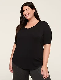 Perfect Sleeve V-Neck Curved-Hem Tee