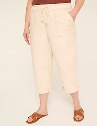 Pull-On High-Rise Knit Denim Capri