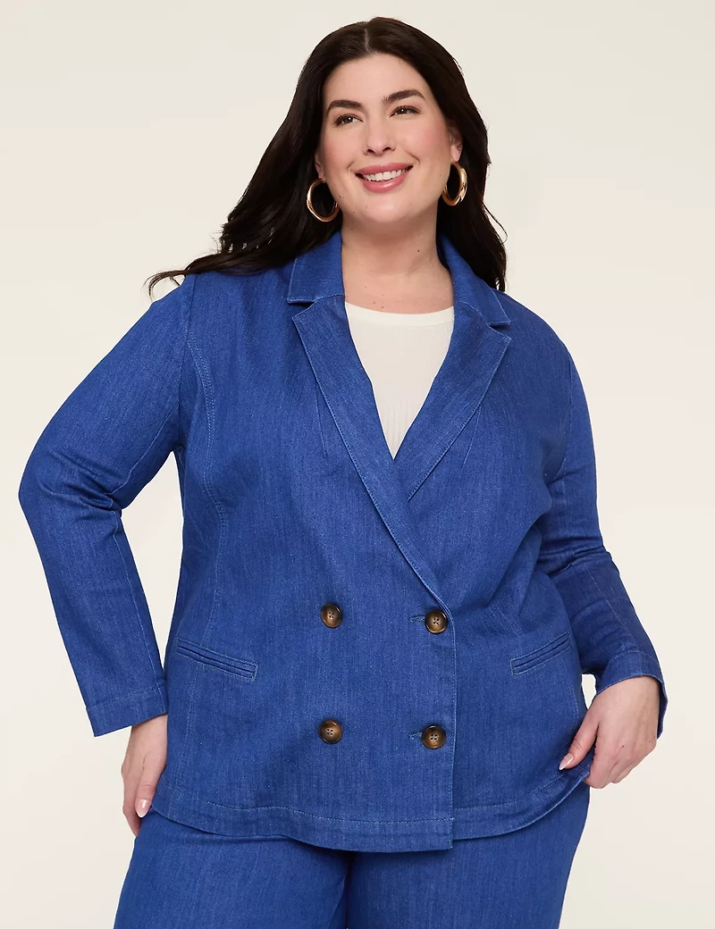 Double-Breasted Denim Blazer
