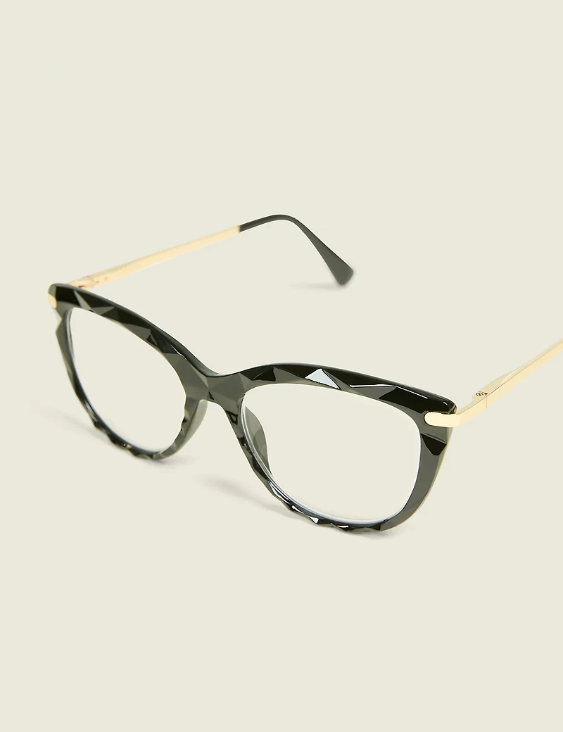 Black Textured Cateye Reading Glasses