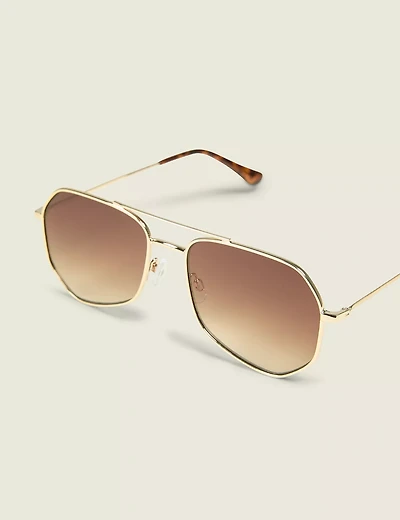 Goldtone Metal Aviator Sunglasses