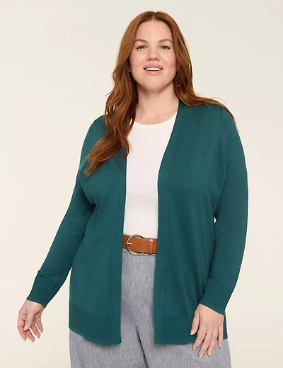 Modern Long-Sleeve Open-Front Cardigan