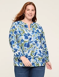 Split-Neck Popover Blouse