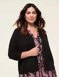3/4-Sleeve Open-Front Shrug