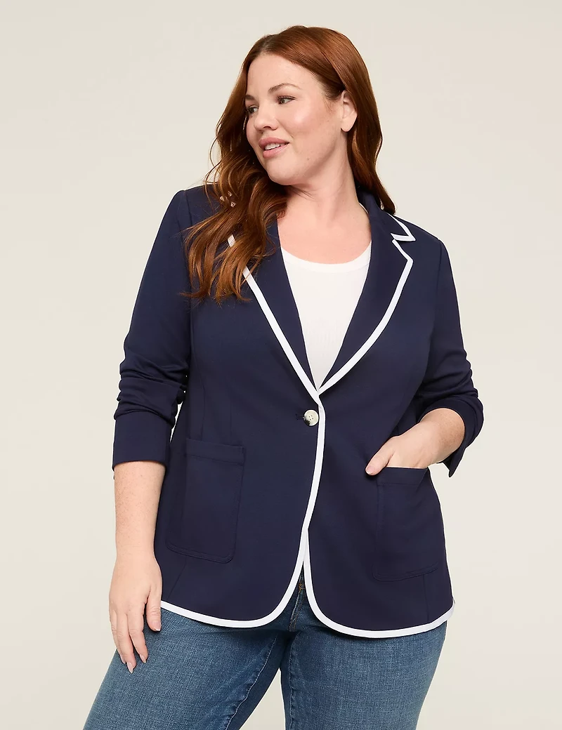 Ponte Contrast-Trim Blazer