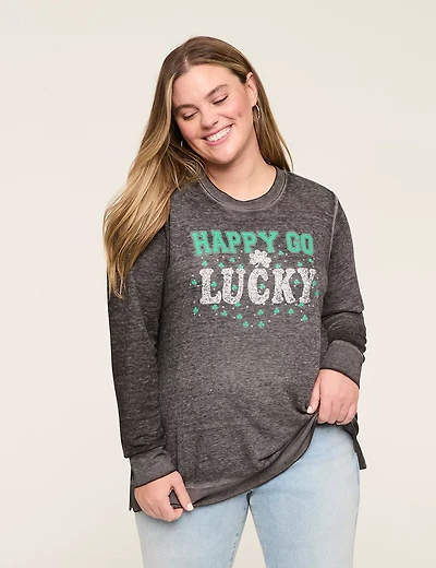 Embellished Happy Go Lucky Graphic Sweatshirt