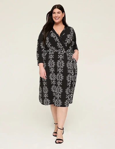 Faux-Wrap Jersey Dress