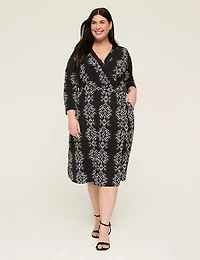 Faux-Wrap Jersey Dress
