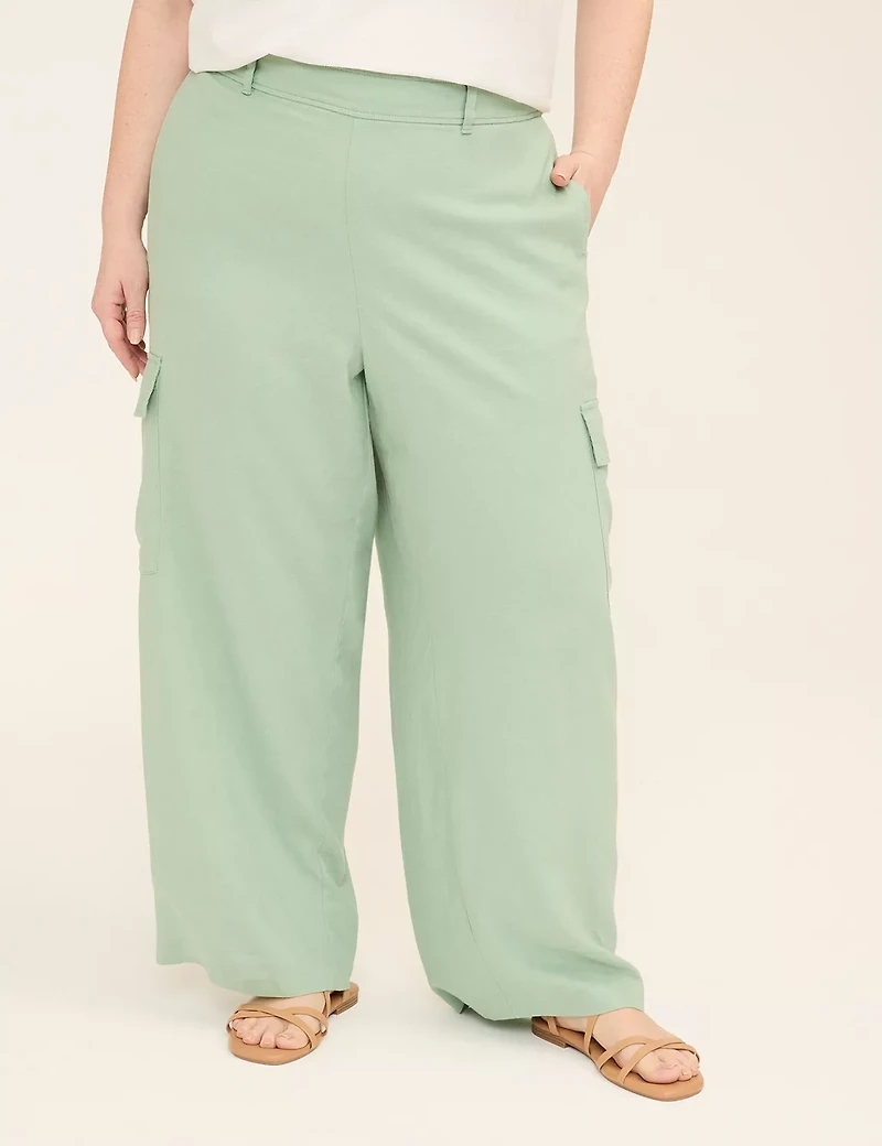 Linen Pull-On Cargo Relaxed Straight Pant