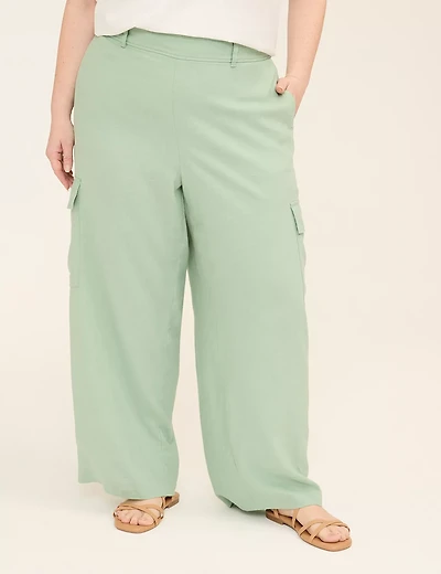 Linen Pull-On Cargo Relaxed Straight Pant